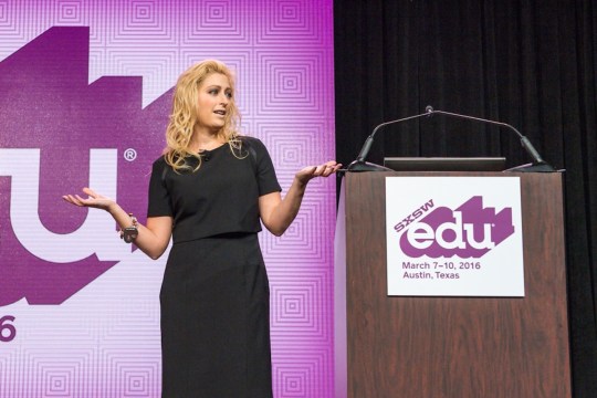 SXSW EDU 2016 keynote, Jane McGonigal, How to Think (and Learn) Like a Futurist. Photo by Rob Santos.